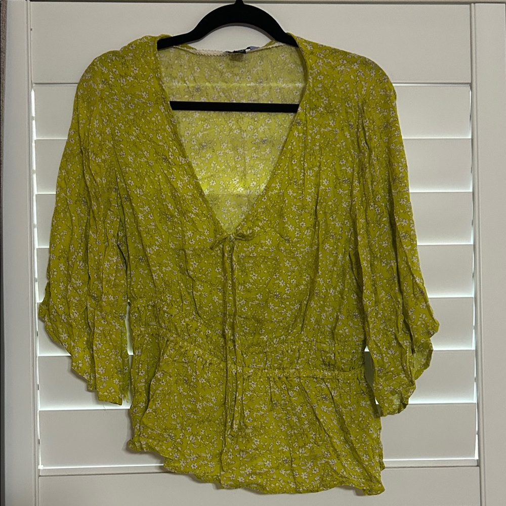 Lime Floral Blouse